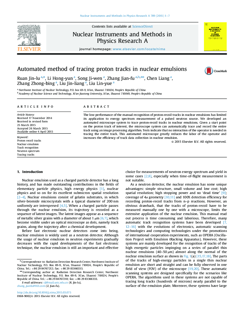 Automated method of tracing proton tracks in nuclear emulsions