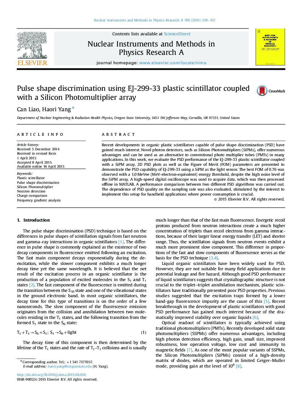 Pulse shape discrimination using EJ-299-33 plastic scintillator coupled with a Silicon Photomultiplier array