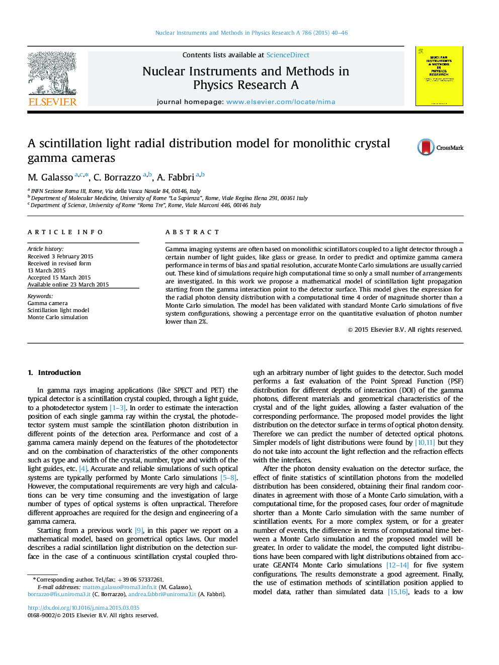 A scintillation light radial distribution model for monolithic crystal gamma cameras