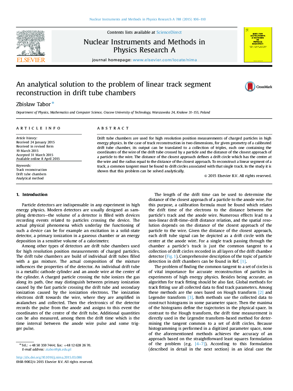 An analytical solution to the problem of linear track segment reconstruction in drift tube chambers