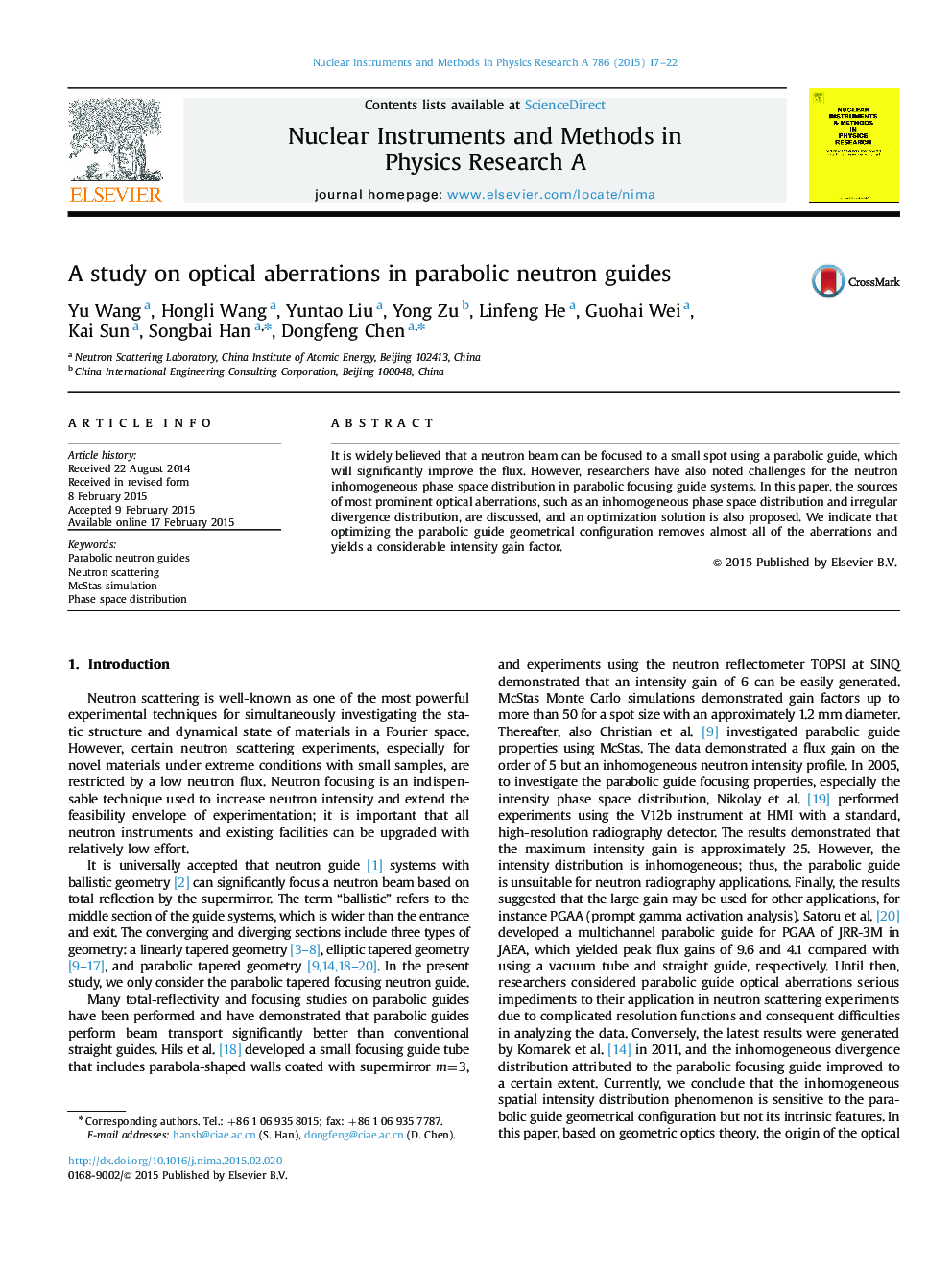 A study on optical aberrations in parabolic neutron guides