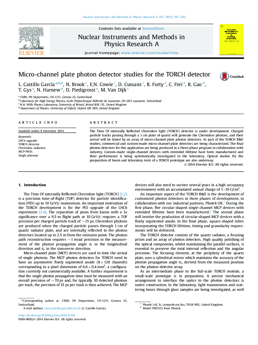 Micro-channel plate photon detector studies for the TORCH detector