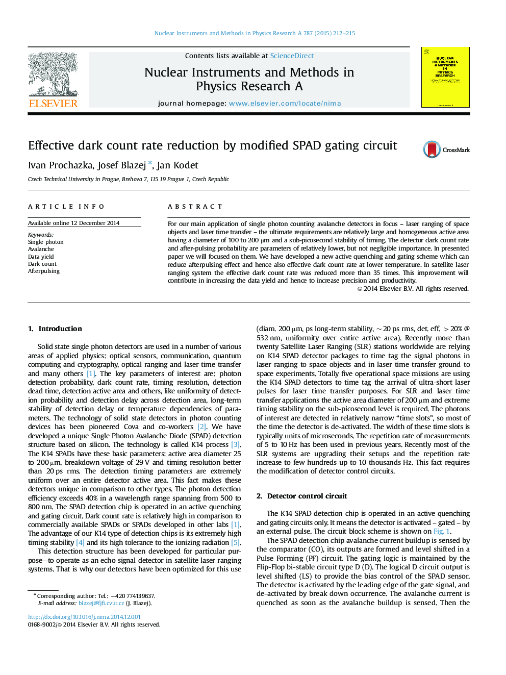 Effective dark count rate reduction by modified SPAD gating circuit