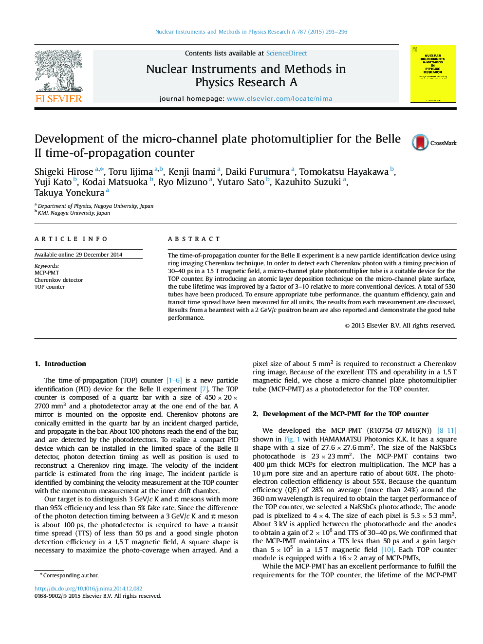Development of the micro-channel plate photomultiplier for the Belle II time-of-propagation counter