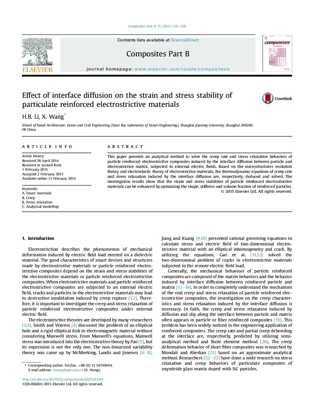 Effect of interface diffusion on the strain and stress stability of particulate reinforced electrostrictive materials