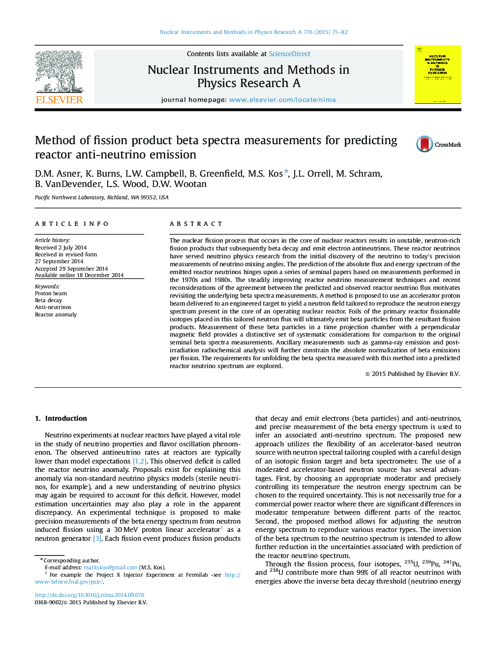 Method of fission product beta spectra measurements for predicting reactor anti-neutrino emission