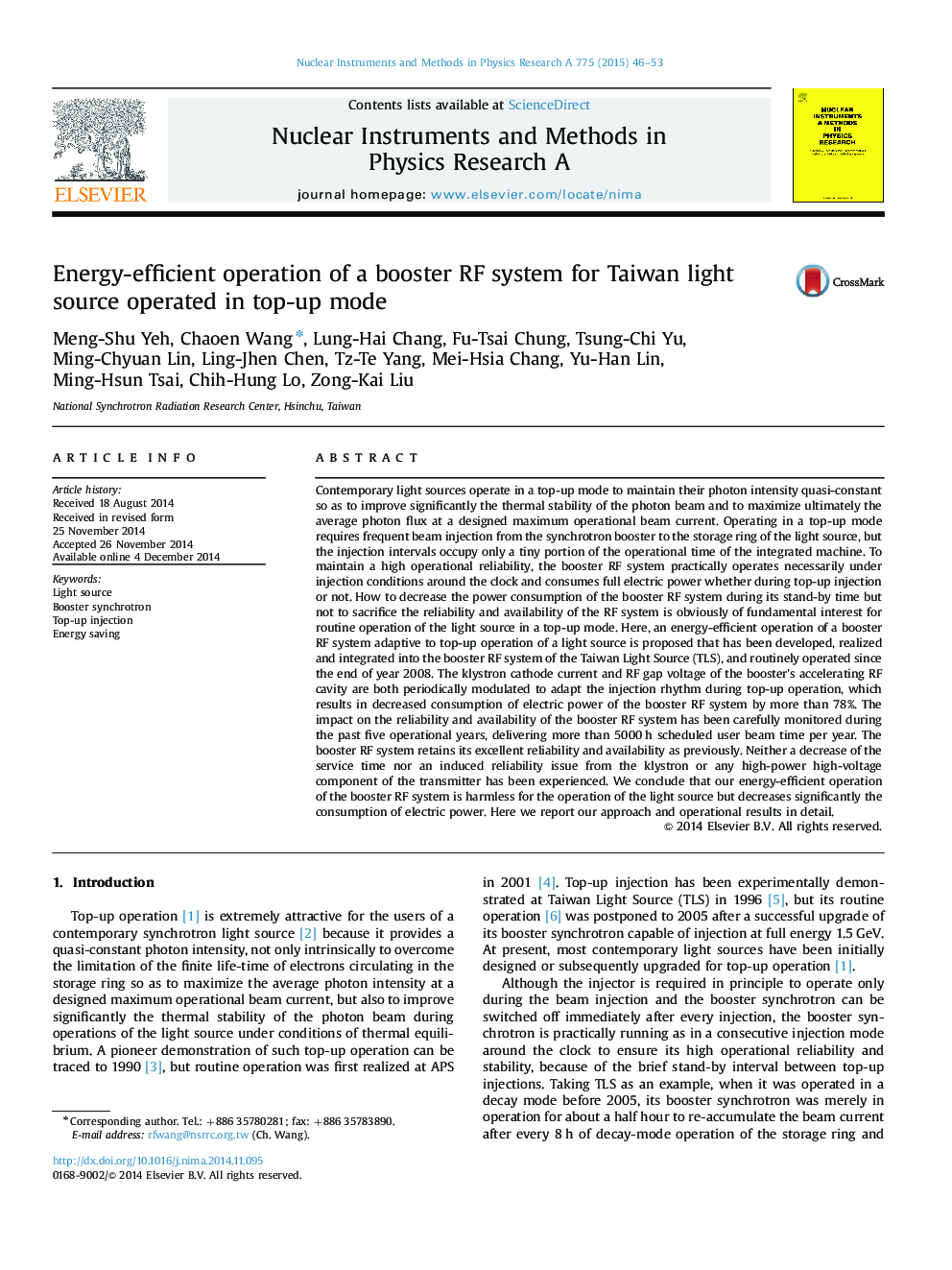 Energy-efficient operation of a booster RF system for Taiwan light source operated in top-up mode