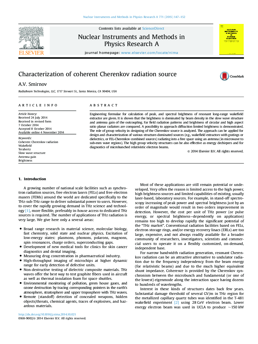 Characterization of coherent Cherenkov radiation source