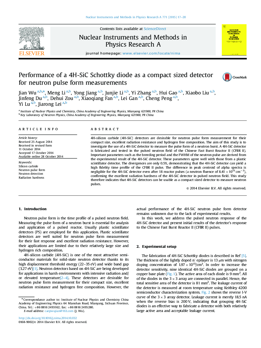 Performance of a 4H-SiC Schottky diode as a compact sized detector for neutron pulse form measurements