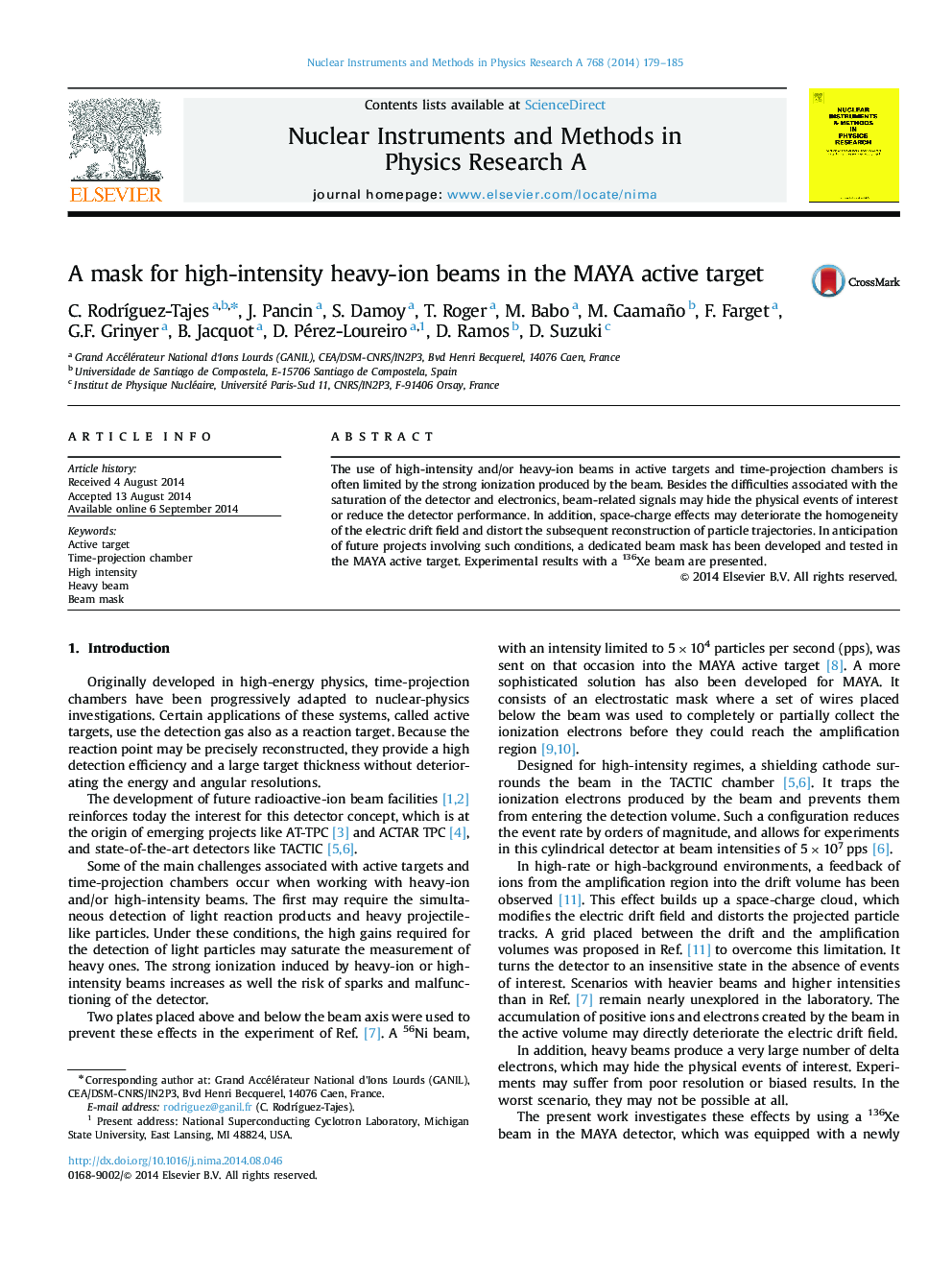 A mask for high-intensity heavy-ion beams in the MAYA active target