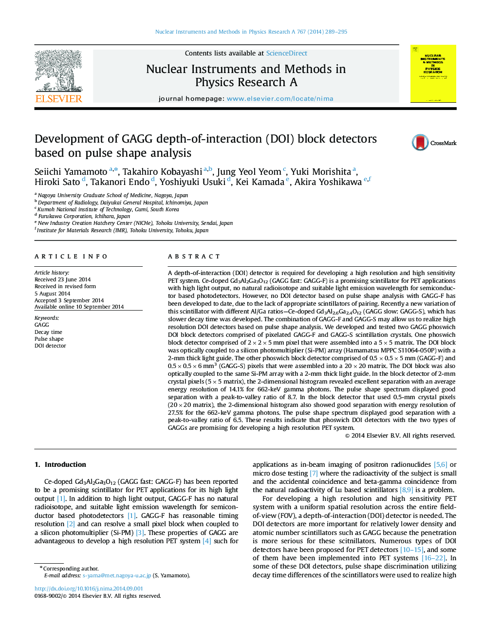 Development of GAGG depth-of-interaction (DOI) block detectors based on pulse shape analysis