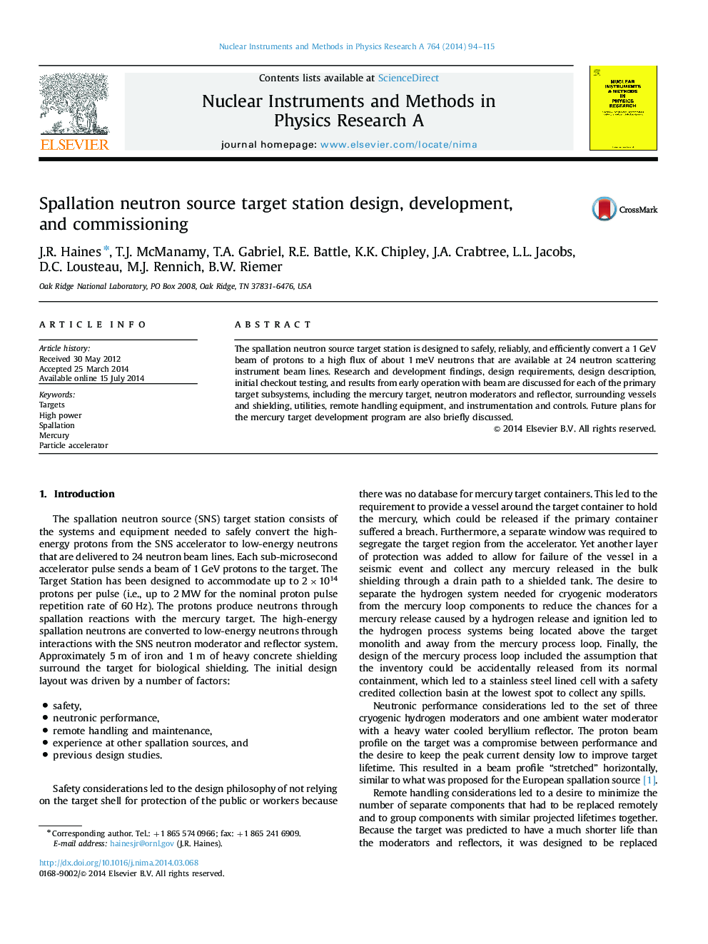 Spallation neutron source target station design, development, and commissioning