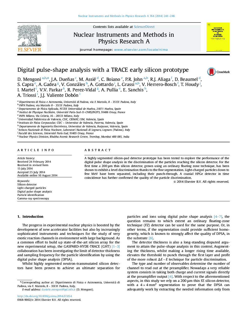 Digital pulse-shape analysis with a TRACE early silicon prototype