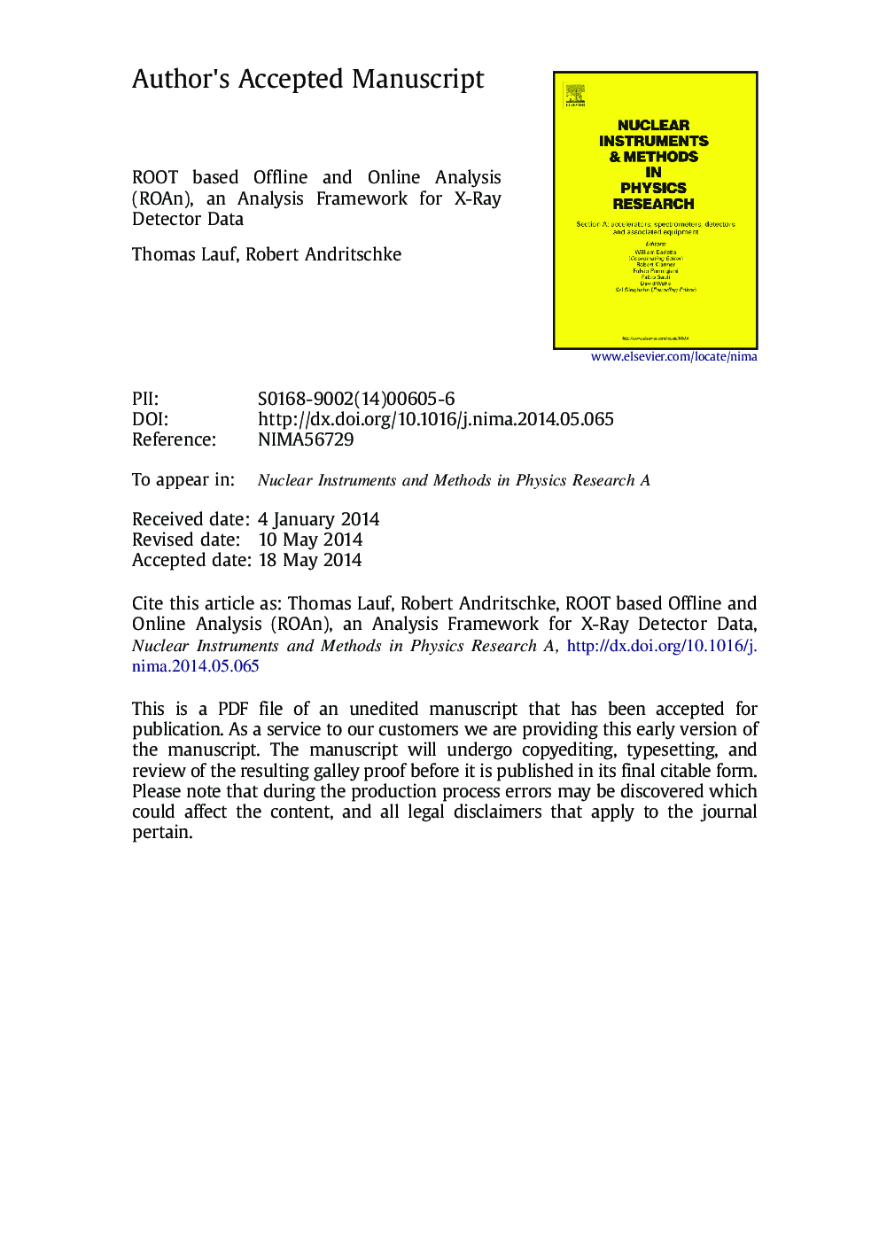 ROOT based Offline and Online Analysis (ROAn): An analysis framework for X-ray detector data