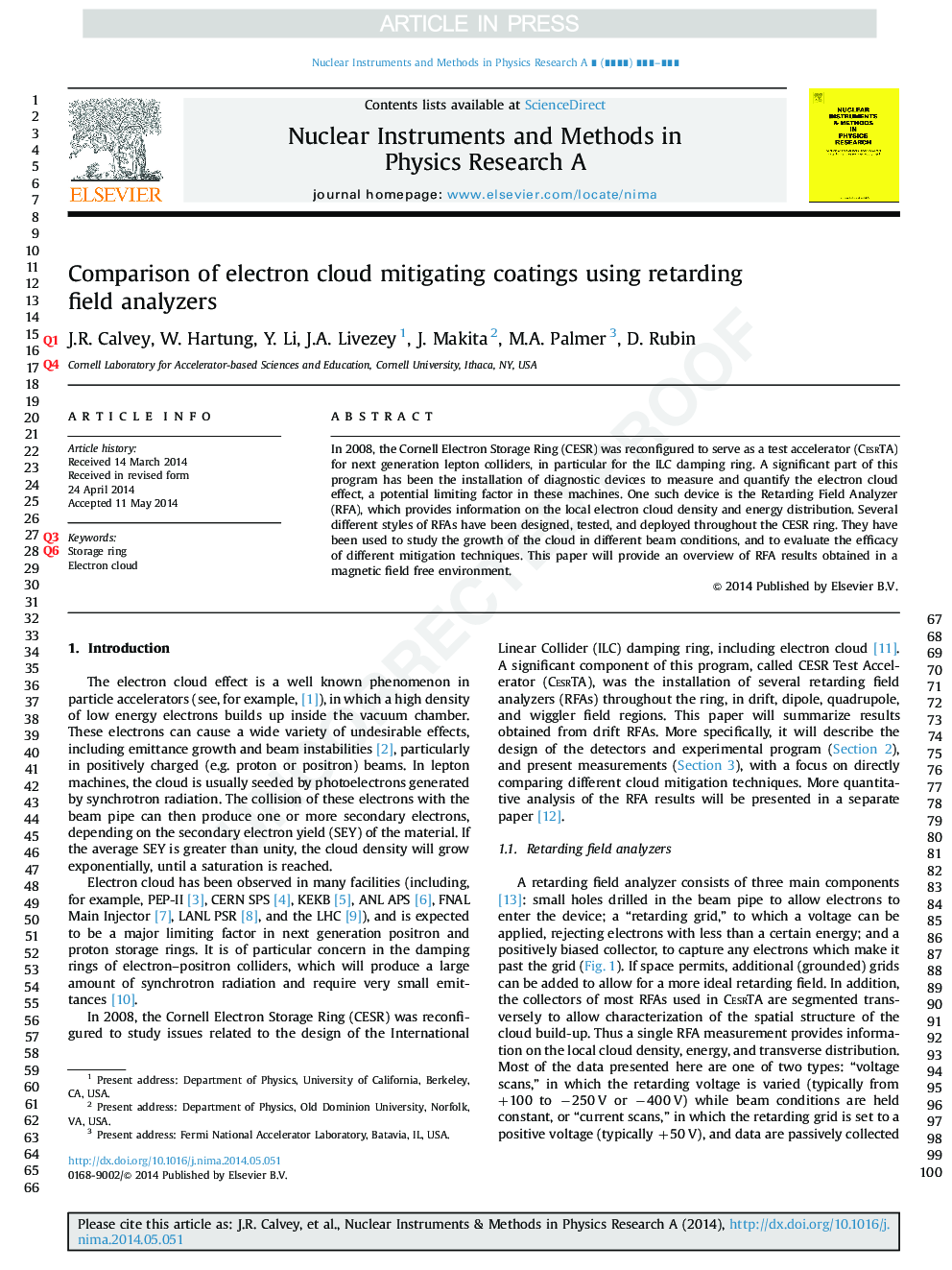 Comparison of electron cloud mitigating coatings using retarding field analyzers