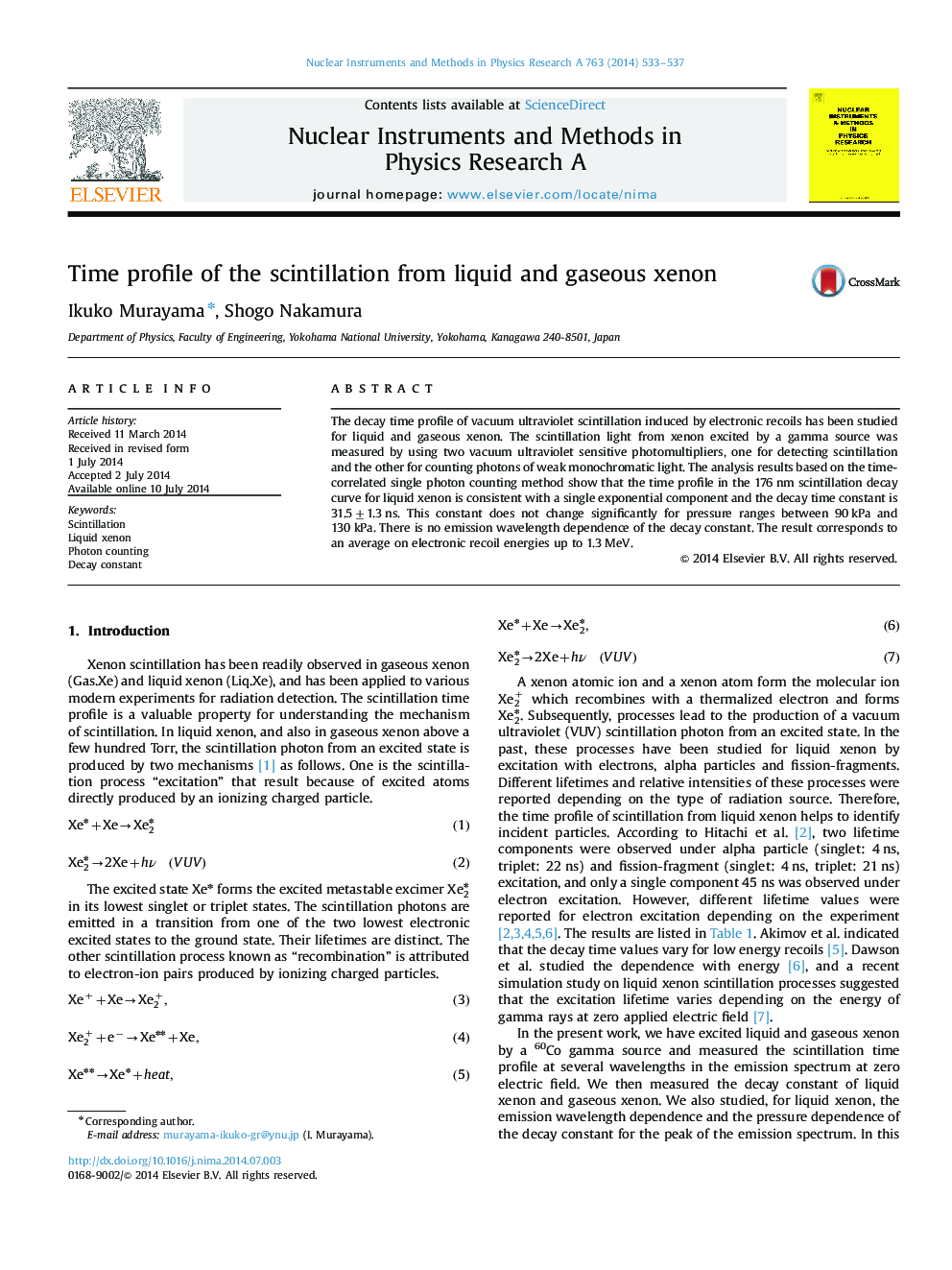 Time profile of the scintillation from liquid and gaseous xenon