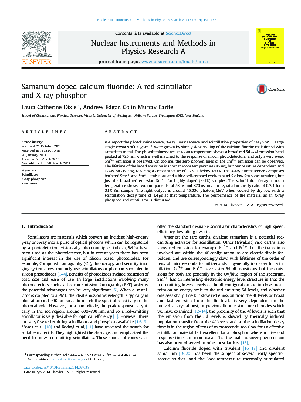 Samarium doped calcium fluoride: A red scintillator and X-ray phosphor