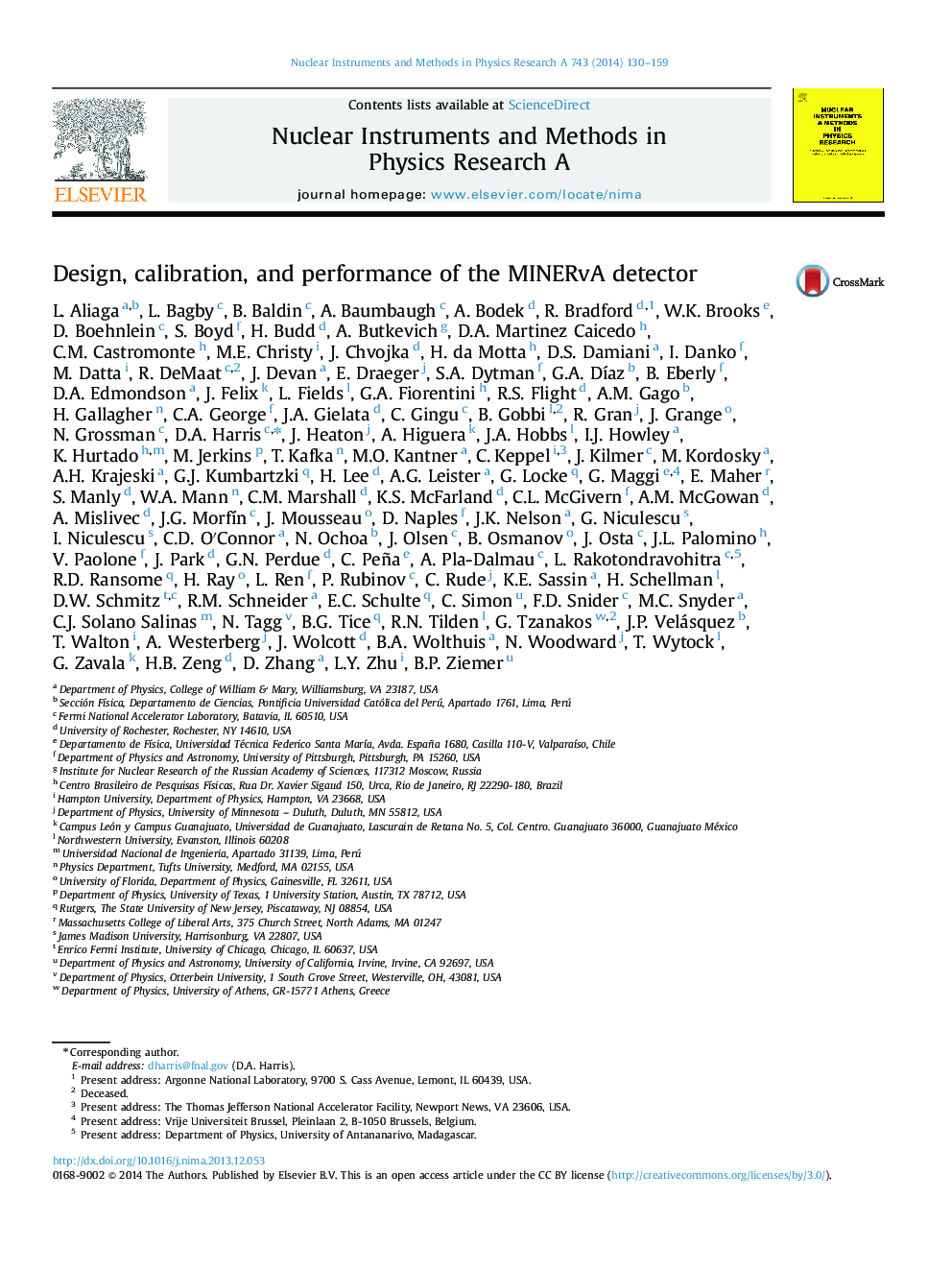 Design, calibration, and performance of the MINERvA detector