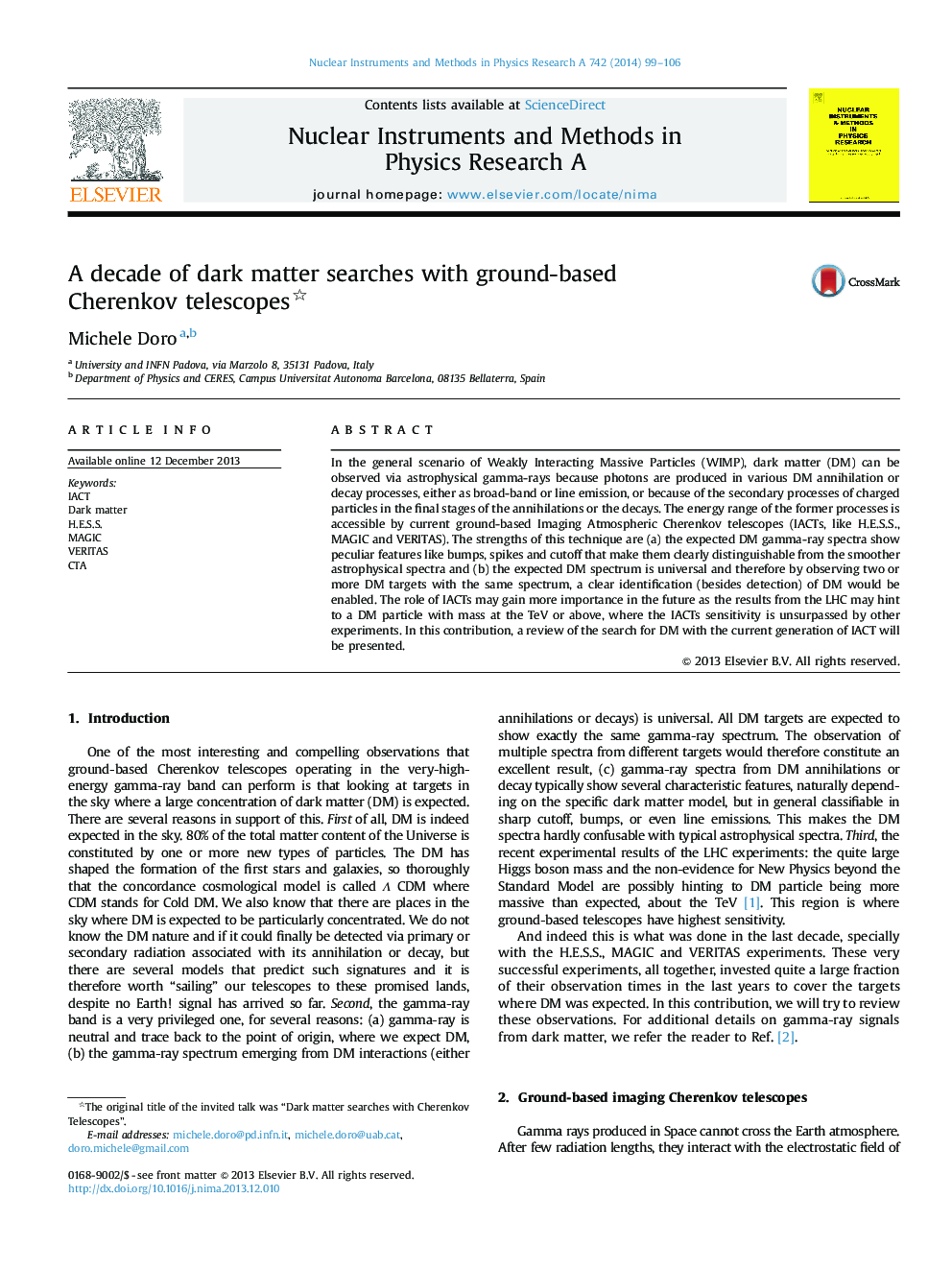 A decade of dark matter searches with ground-based Cherenkov telescopes