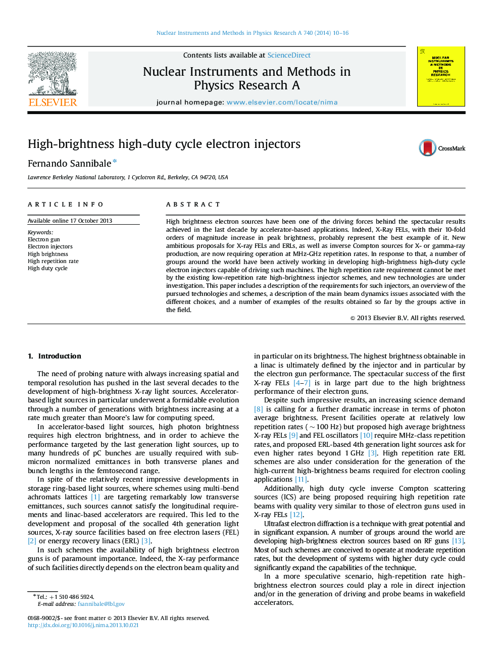 High-brightness high-duty cycle electron injectors