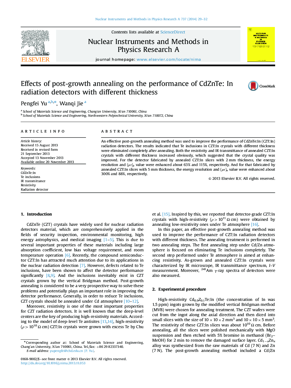 Effects of post-growth annealing on the performance of CdZnTe: In radiation detectors with different thickness