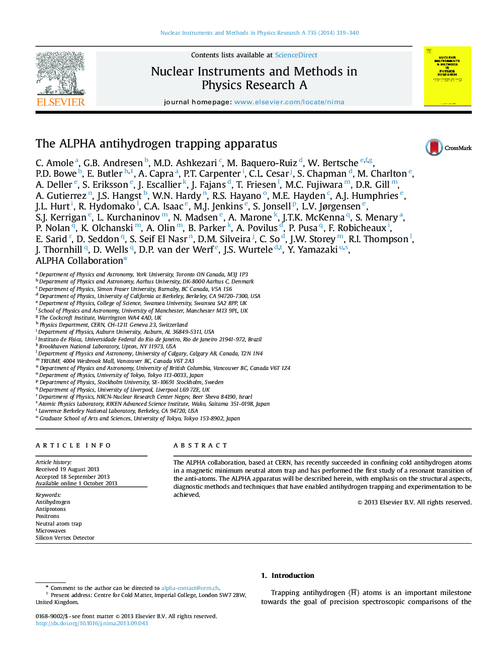 The ALPHA antihydrogen trapping apparatus