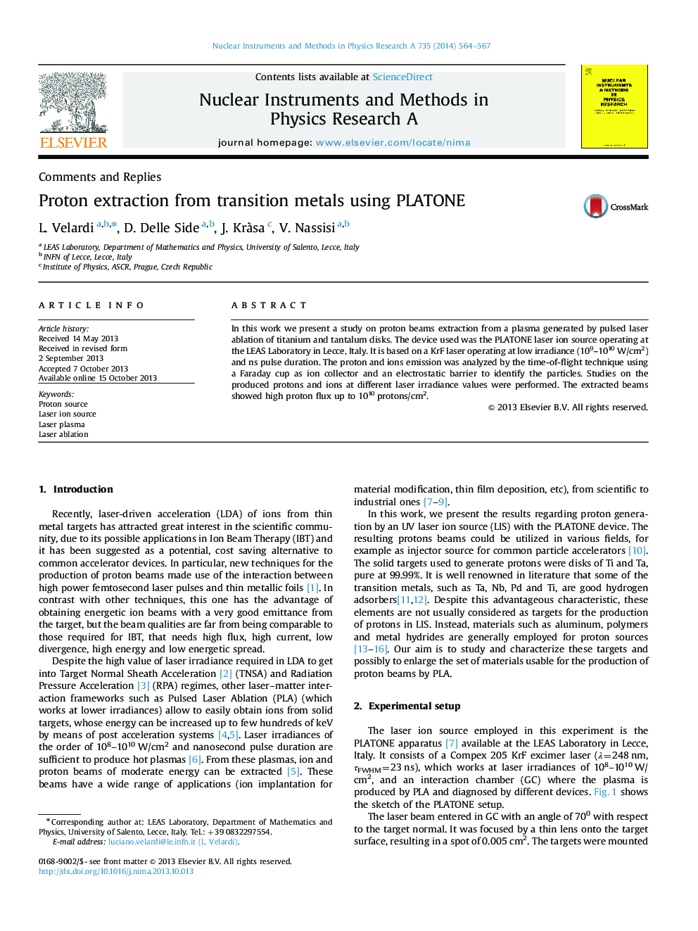 Proton extraction from transition metals using PLATONE