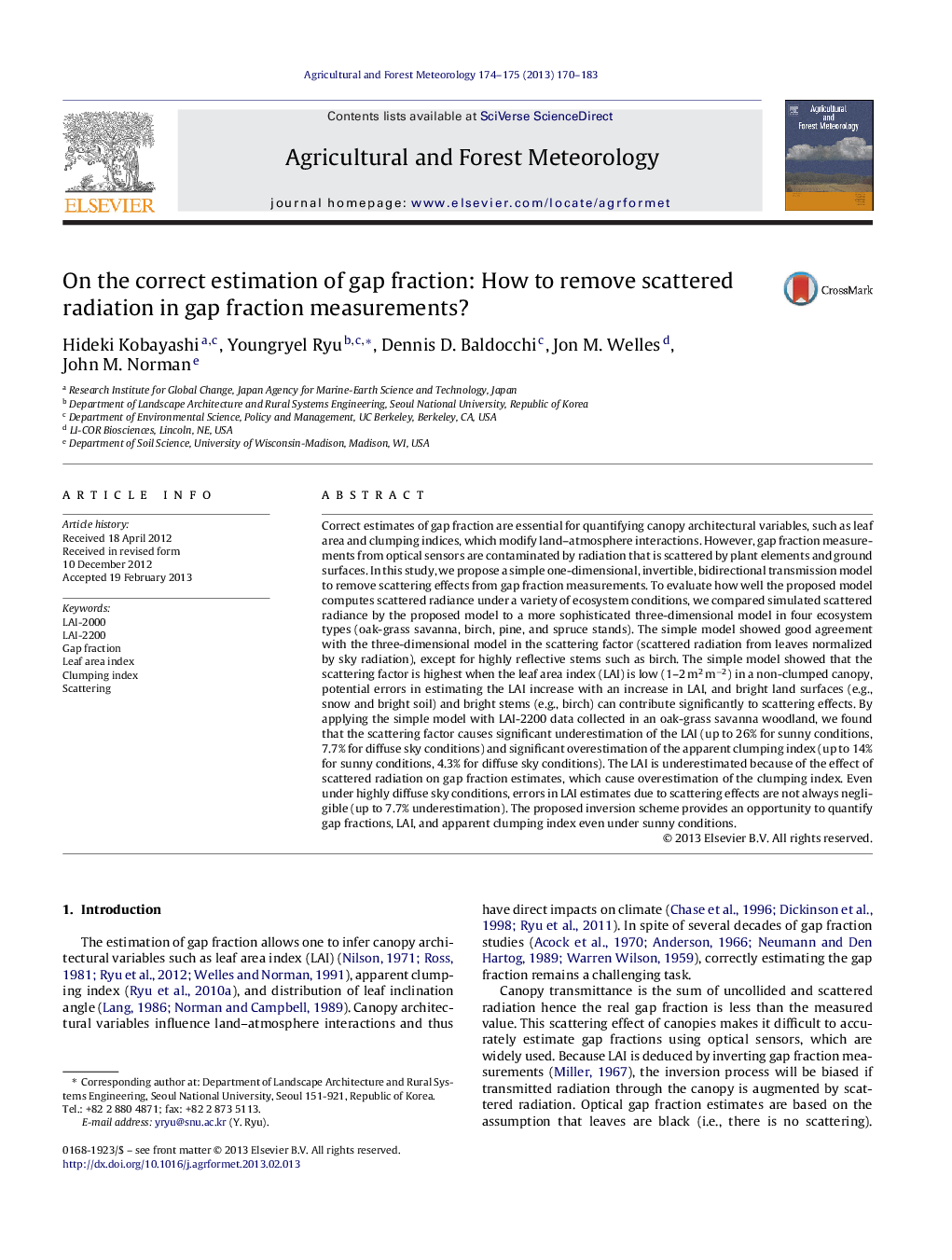 On the correct estimation of gap fraction: How to remove scattered radiation in gap fraction measurements?