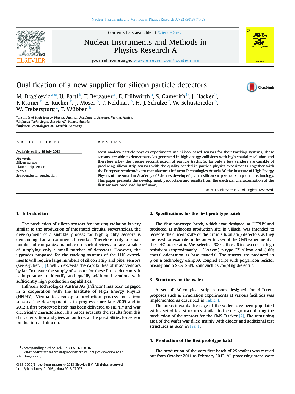 Qualification of a new supplier for silicon particle detectors