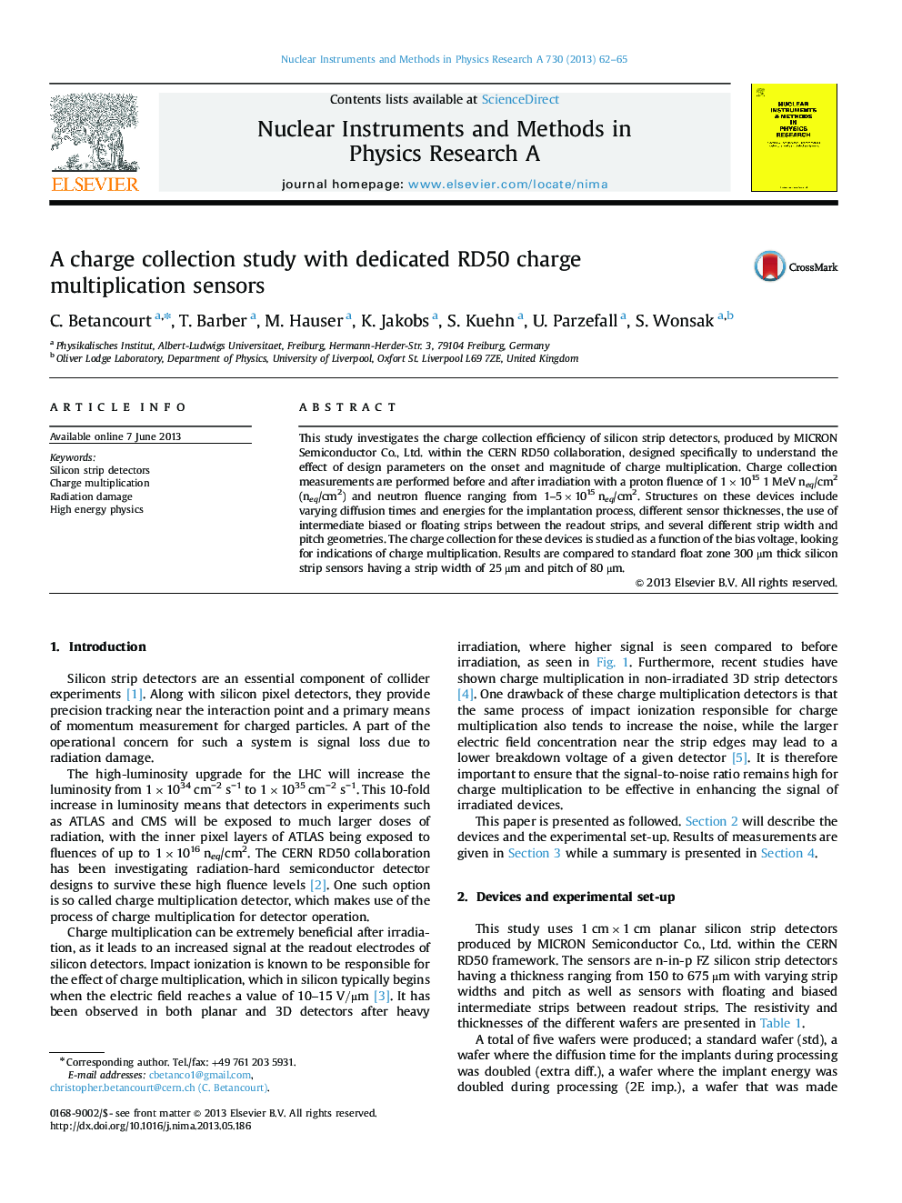 A charge collection study with dedicated RD50 charge multiplication sensors