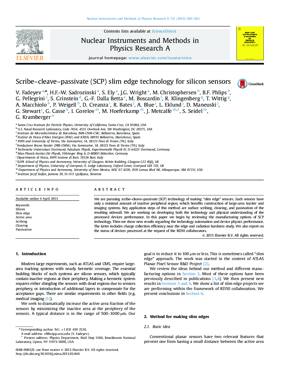 Scribe-cleave-passivate (SCP) slim edge technology for silicon sensors