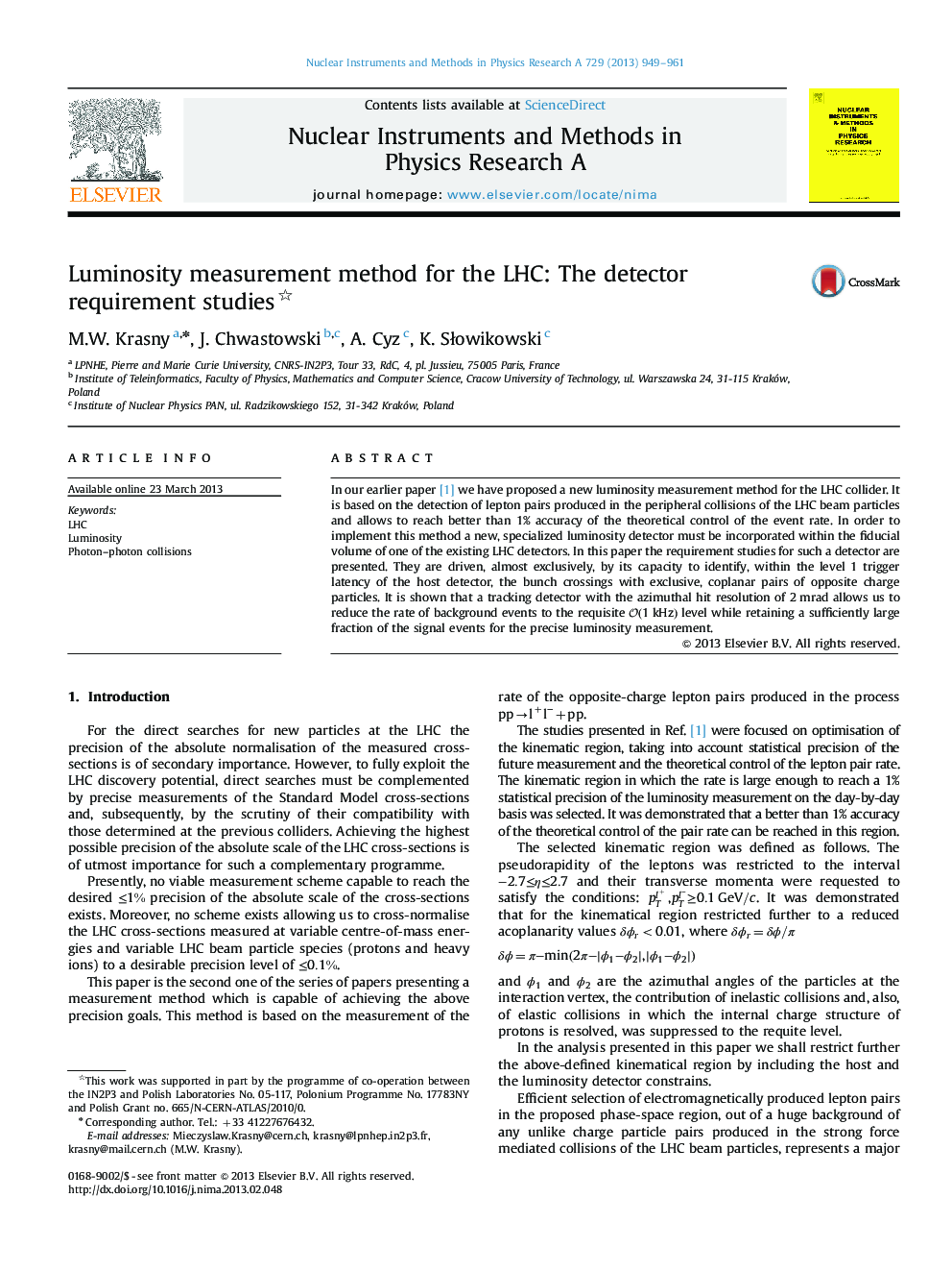 Luminosity measurement method for the LHC: The detector requirement studies