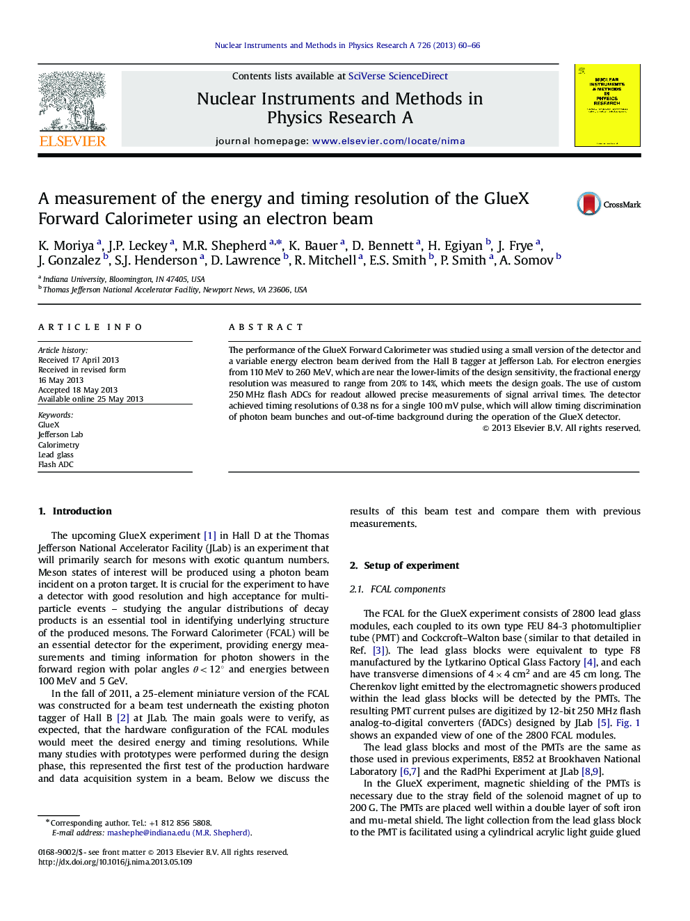 A measurement of the energy and timing resolution of the GlueX Forward Calorimeter using an electron beam