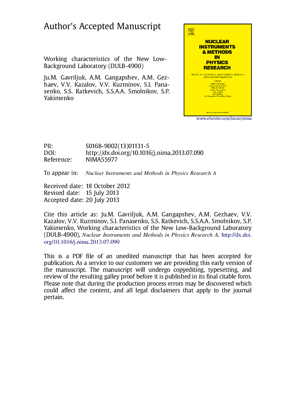 Working characteristics of the New Low-Background Laboratory (DULB-4900)