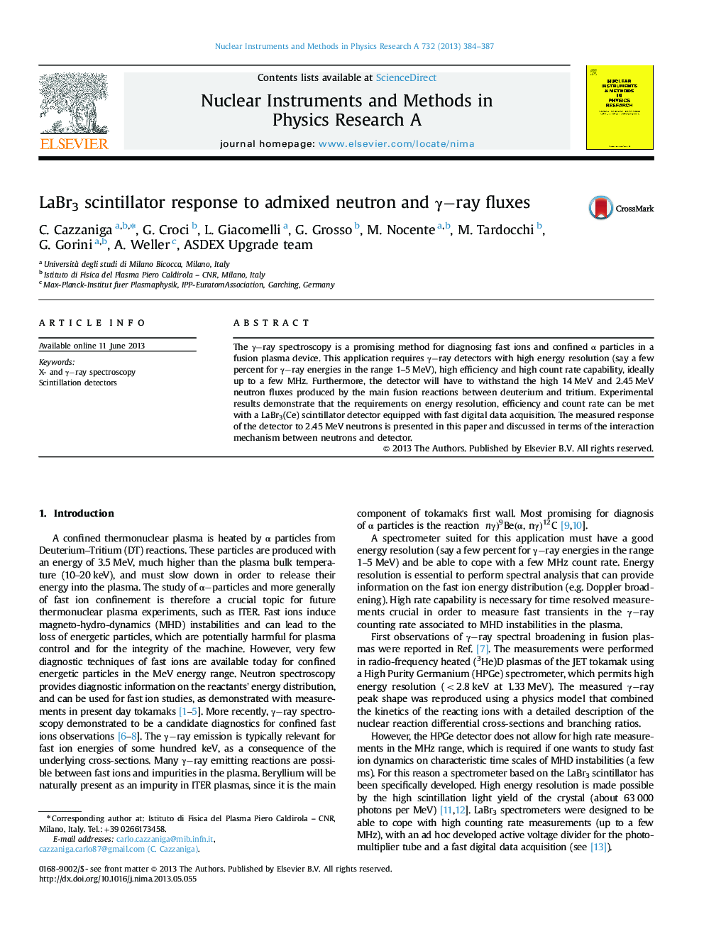 LaBr3 scintillator response to admixed neutron and Î³-ray fluxes