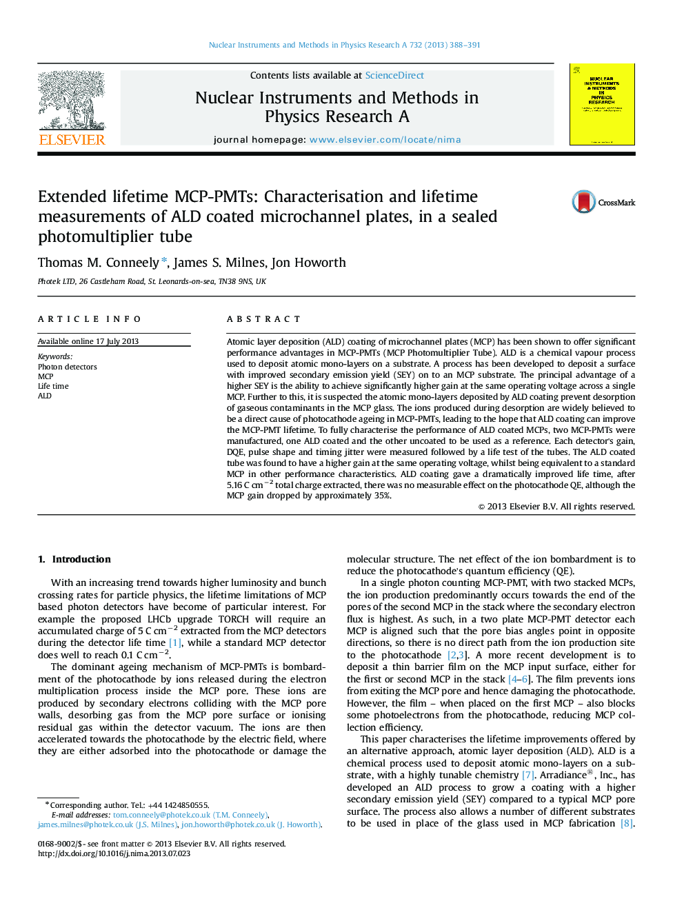 Extended lifetime MCP-PMTs: Characterisation and lifetime measurements of ALD coated microchannel plates, in a sealed photomultiplier tube