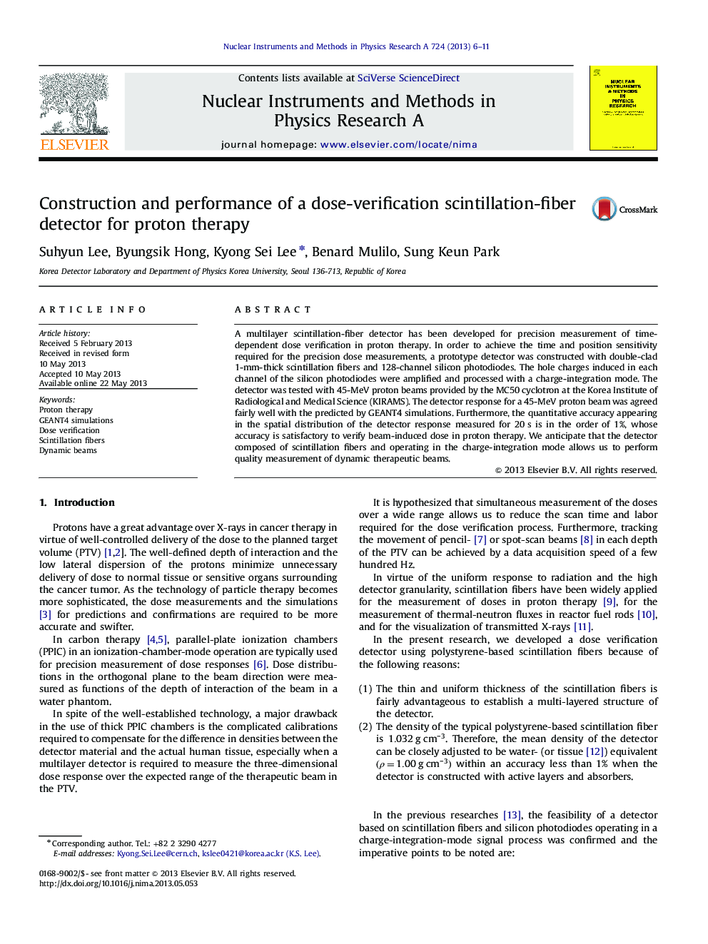 Construction and performance of a dose-verification scintillation-fiber detector for proton therapy