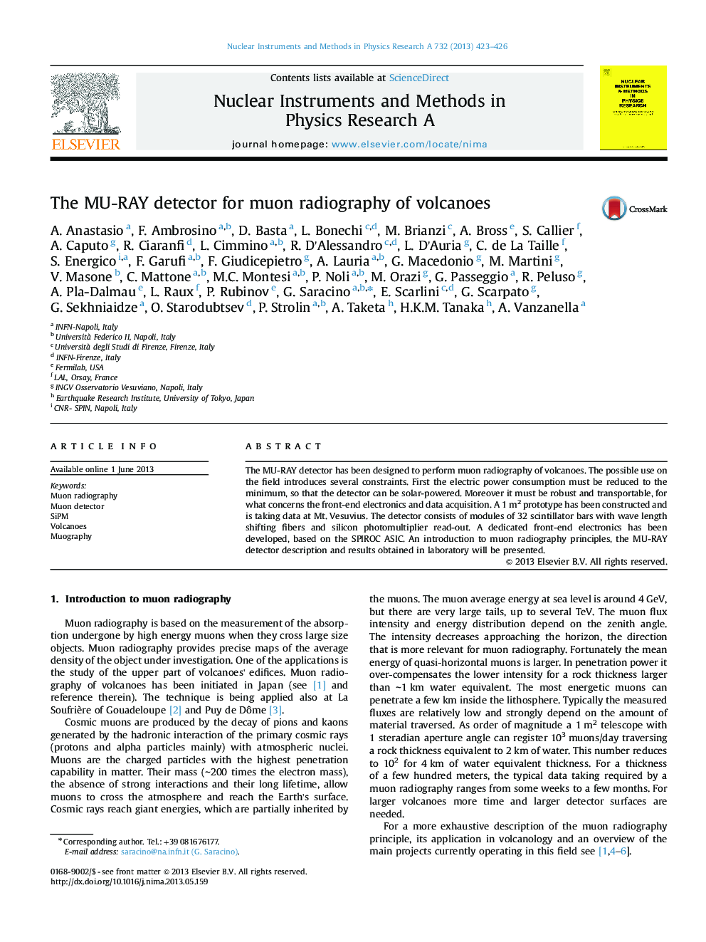 The MU-RAY detector for muon radiography of volcanoes