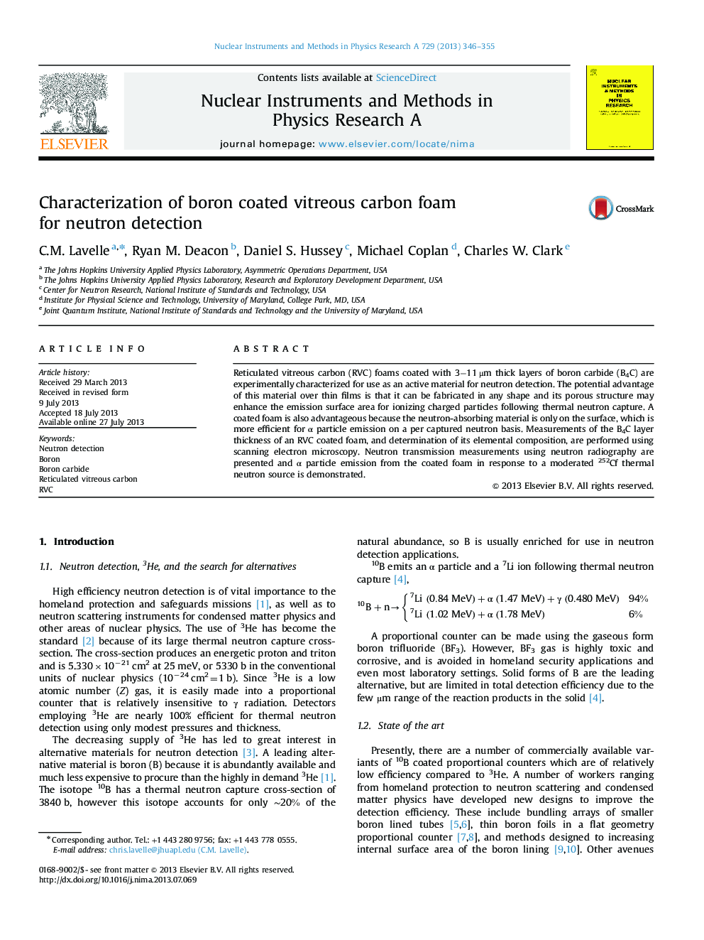 Characterization of boron coated vitreous carbon foam for neutron detection