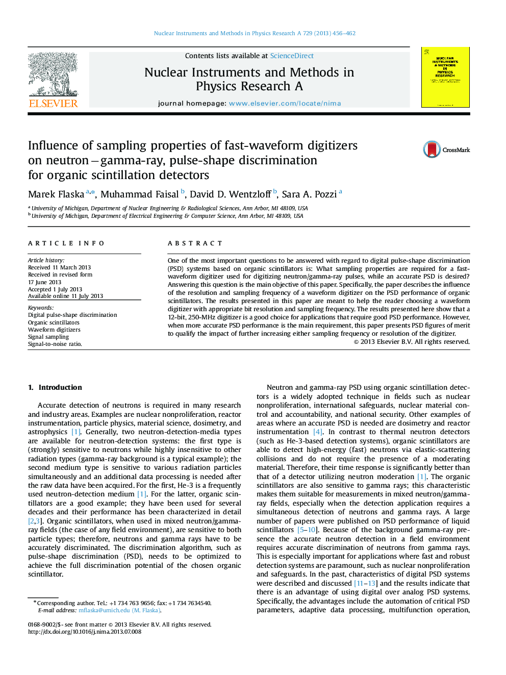 Influence of sampling properties of fast-waveform digitizers on neutronâgamma-ray, pulse-shape discrimination for organic scintillation detectors