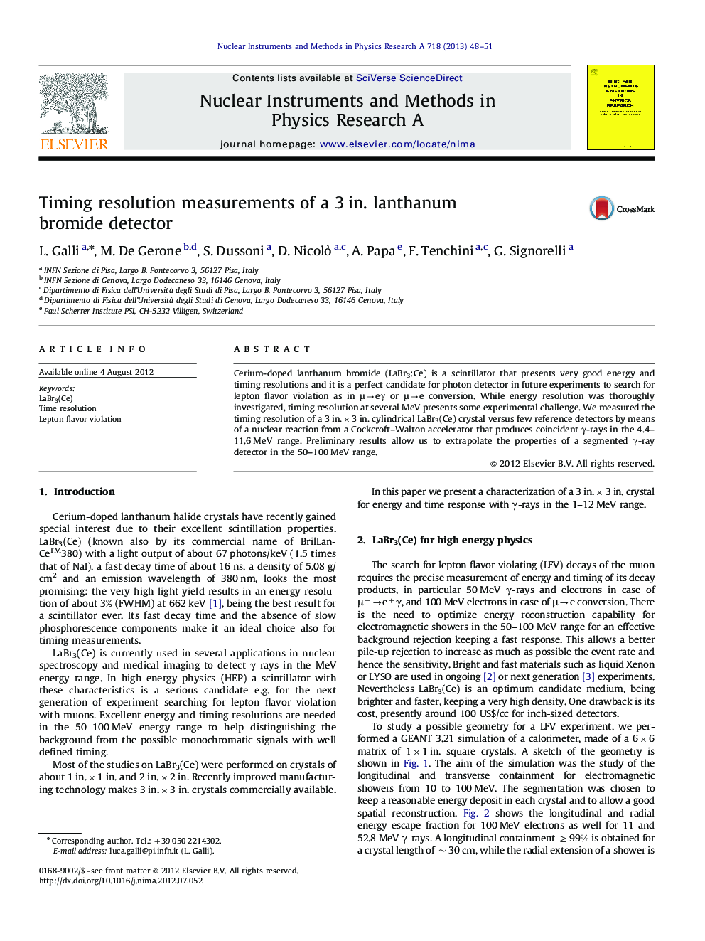 Timing resolution measurements of a 3Â in. lanthanum bromide detector