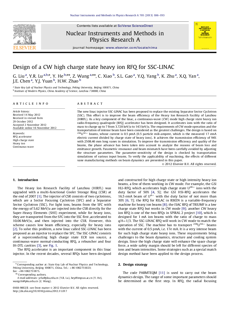 Design of a CW high charge state heavy ion RFQ for SSC-LINAC