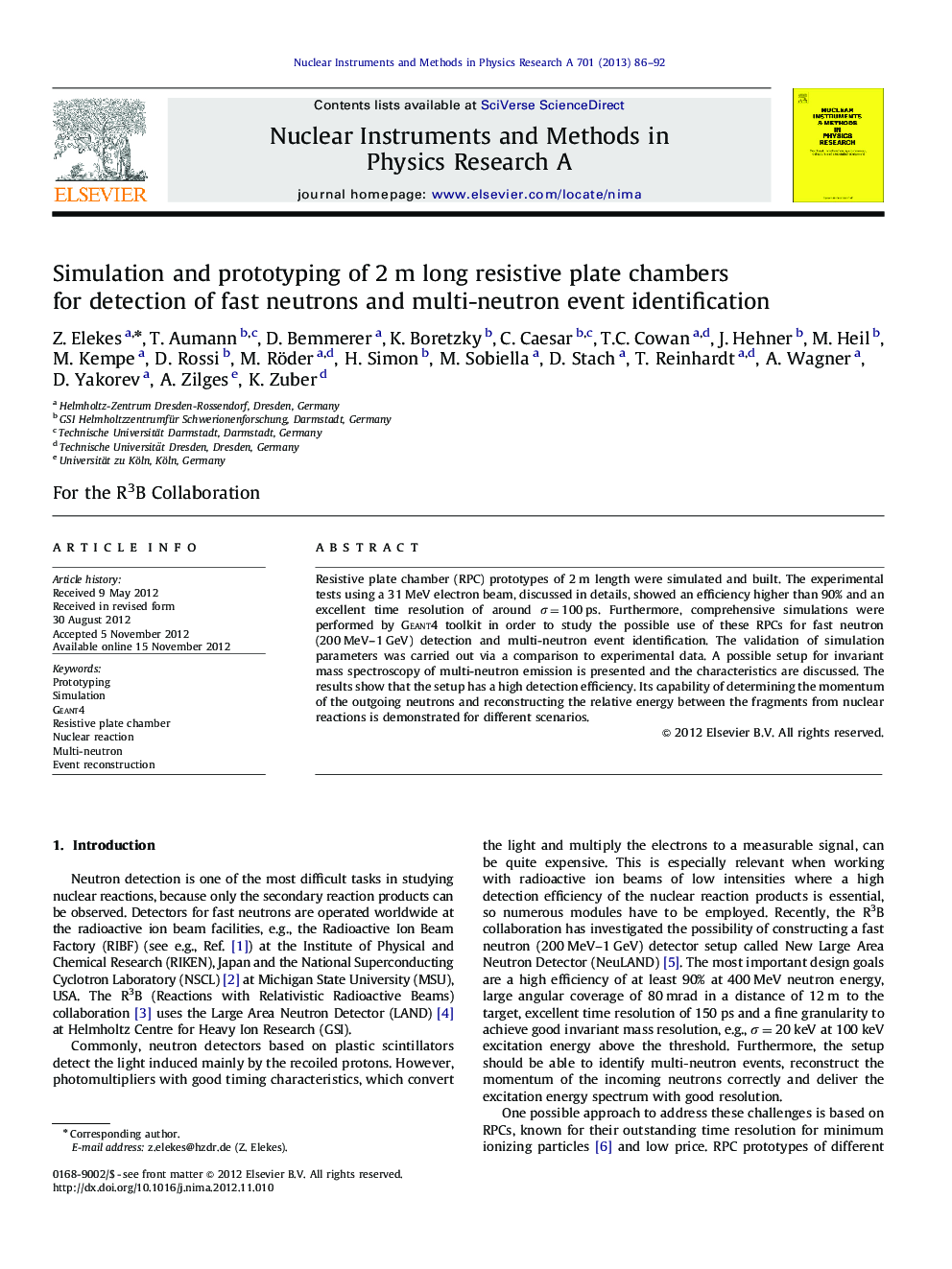 Simulation and prototyping of 2Â m long resistive plate chambers for detection of fast neutrons and multi-neutron event identification