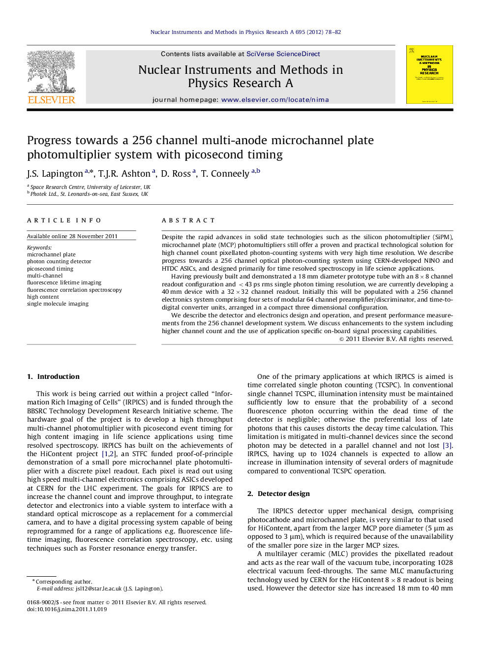 Progress towards a 256 channel multi-anode microchannel plate photomultiplier system with picosecond timing