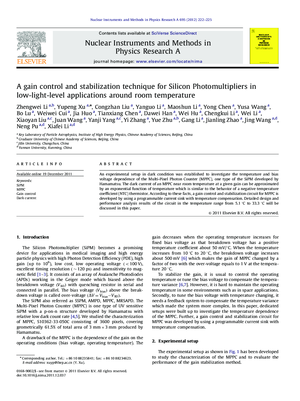 A gain control and stabilization technique for Silicon Photomultipliers in low-light-level applications around room temperature