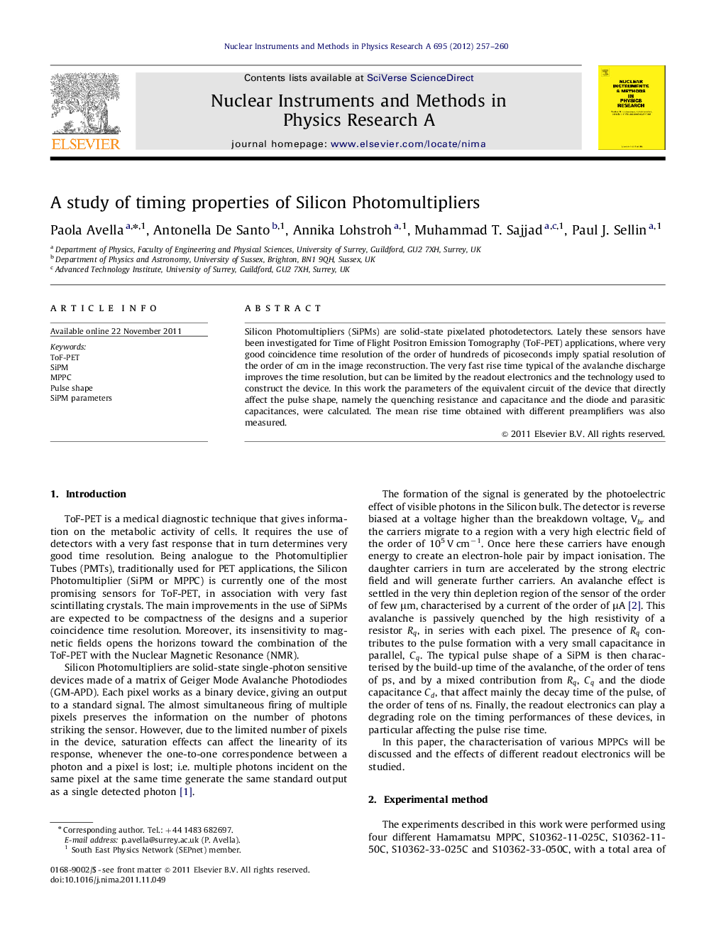 A study of timing properties of Silicon Photomultipliers