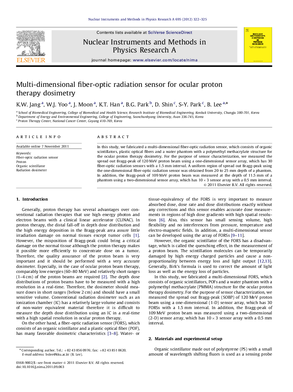 Multi-dimensional fiber-optic radiation sensor for ocular proton therapy dosimetry