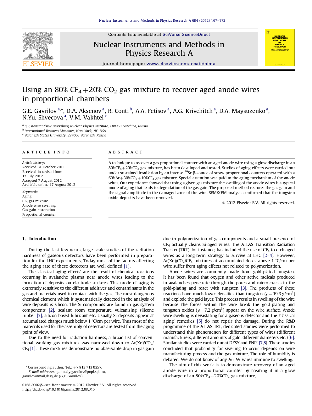 Using an 80% CF4+20% CO2 gas mixture to recover aged anode wires in proportional chambers