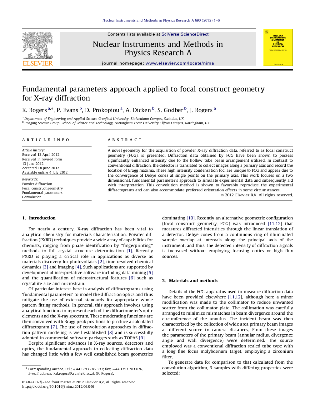 Fundamental parameters approach applied to focal construct geometry for X-ray diffraction