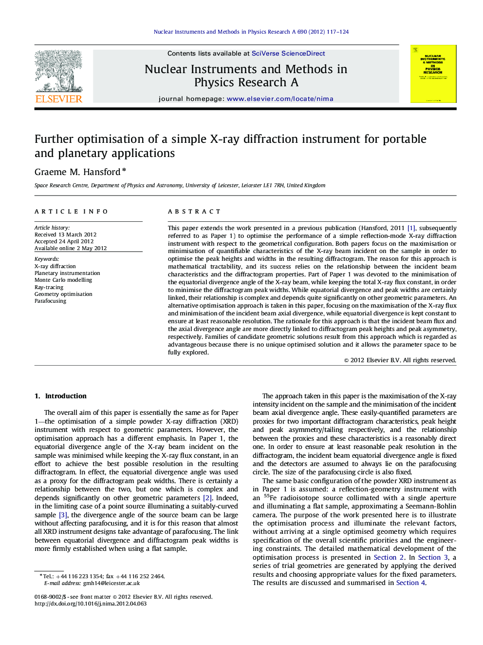 Further optimisation of a simple X-ray diffraction instrument for portable and planetary applications